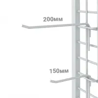 Крючок одинарный на сетку, d=4 мм, L=20 см, шаг 25, цвет хром