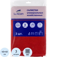 Салфетки хозяйственные Luscan Professional 300г/м2 40х40см 3шт/уп красные