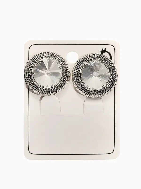 Серьги клипсы для ушей QF &laquo;Винтаж&raquo;, белая в чернёном серебре