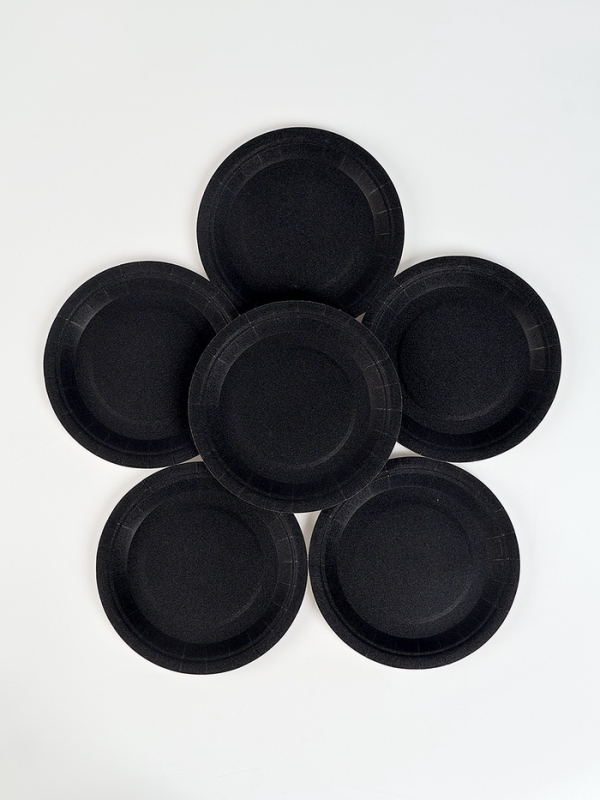 Набор бумажной посуды, цвет чёрный, набор 12 шт. Набор бумажной посуды, цвет чёрный, набор 12 шт.