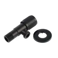 Кран угловой ZEIN engr, 1/2" &times; 1/2", кран-букса латунь/керамика, нерж. сталь, черный