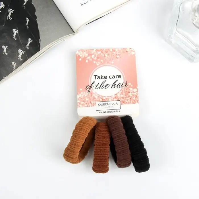 Резинка для волос "Махрушка спорт" (набор 4 шт) классика узор полосы, 3 см