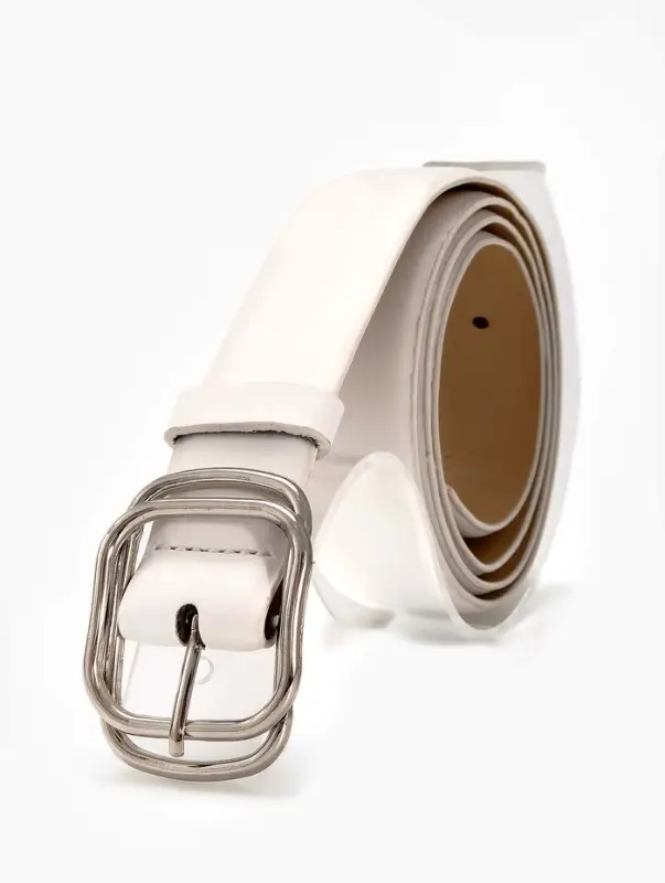 Ремень жен 06-01-02-01, Июнь2504, 3,2*0,3*110 см, без винта, пряж металл, 1 прокол, белый