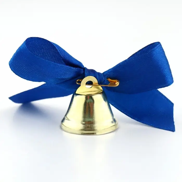 Колокольчик на булавке с бантом на выпускной, синий, d = 2,6 см Колокольчик на булавке с бантом на выпускной, синий, d = 2,6 см