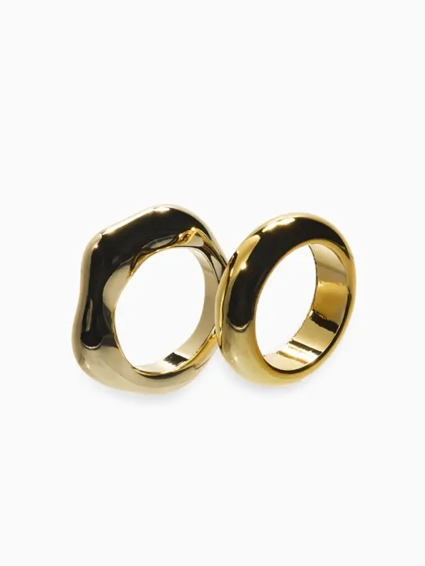 Кольцо пластик «Стиль», набор 2 шт. размер 17, цвет золото Кольцо пластик «Стиль», набор 2 шт. размер 17, цвет золото