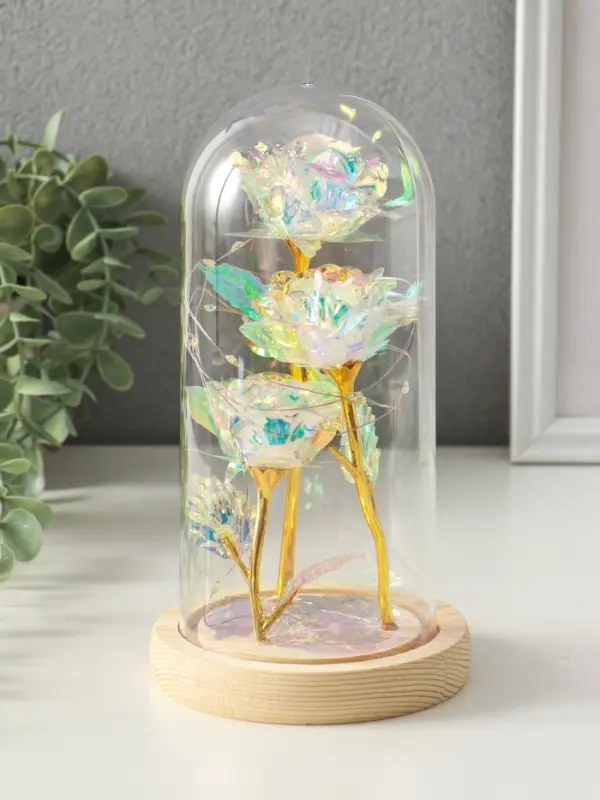 Сувенир свет Сувенир свет "3 розы в колбе" LED 3хААА серебристый 11х11х22 см