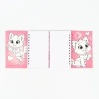 Двойной блокнот на гребне, мягкая обложка, размер 14,5 х12см, 48 л "Кошечка"