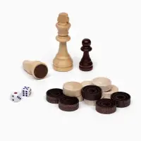 Настольная игра 3в1 TAKE IT EASY &laquo;Восточная мозаика&raquo; шахматы, шашки, нарды, деревянные, 50&times;50 см