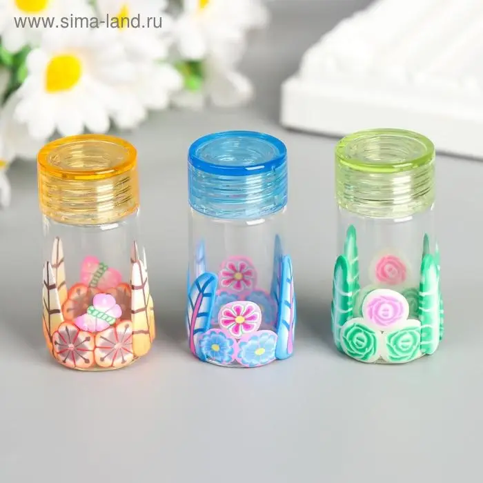 Баночка для скрапбукинга стекло Баночка для скрапбукинга стекло "Цветочная" МИКС 5х2,2х2,2 см