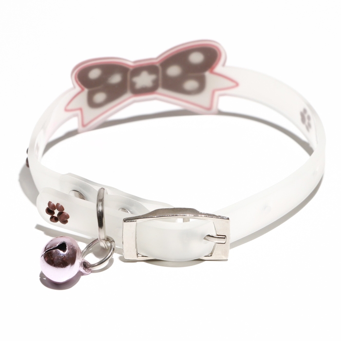 Ошейник Ошейник "Бантик", 28 х 1 см, ОШ 18-24 см, прозрачный/коричневый