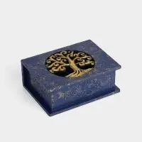 Шкатулка "Древо" 19х15х7 см, МДФ, цв. синий