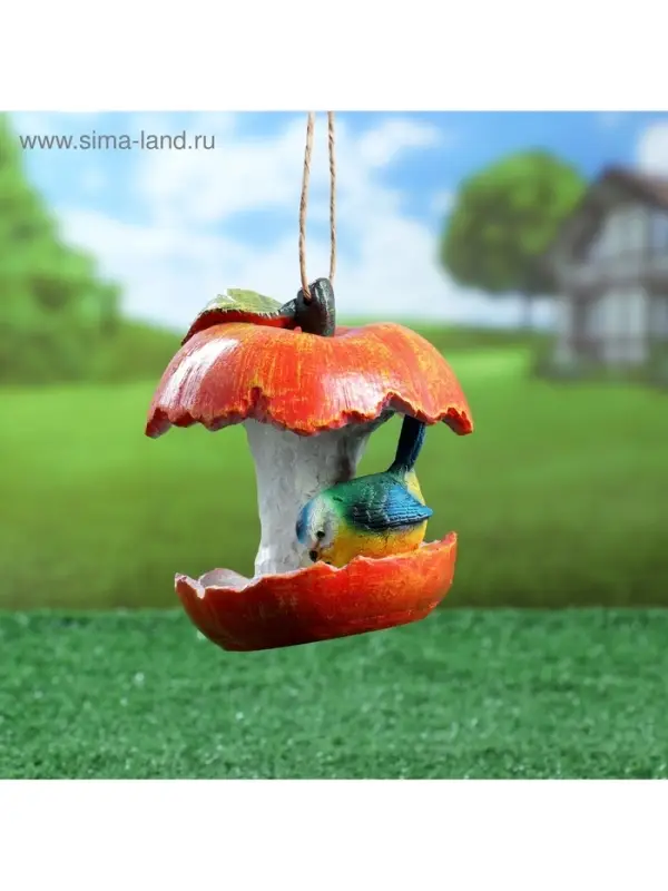 Садовая фигура из полистоуна &laquo;Кормушка-яблоко&raquo;, 13&times;13&times;14 см
