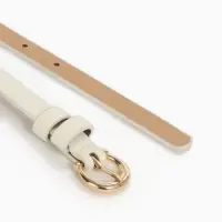 Ремень женский тонкий, 110&times;1.3 см, пряжка металл золотистая, полукруглая, белый