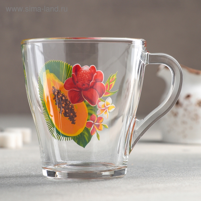 Кружка стеклянная «Тропические фрукты», 250 мл Кружка стеклянная «Тропические фрукты», 250 мл