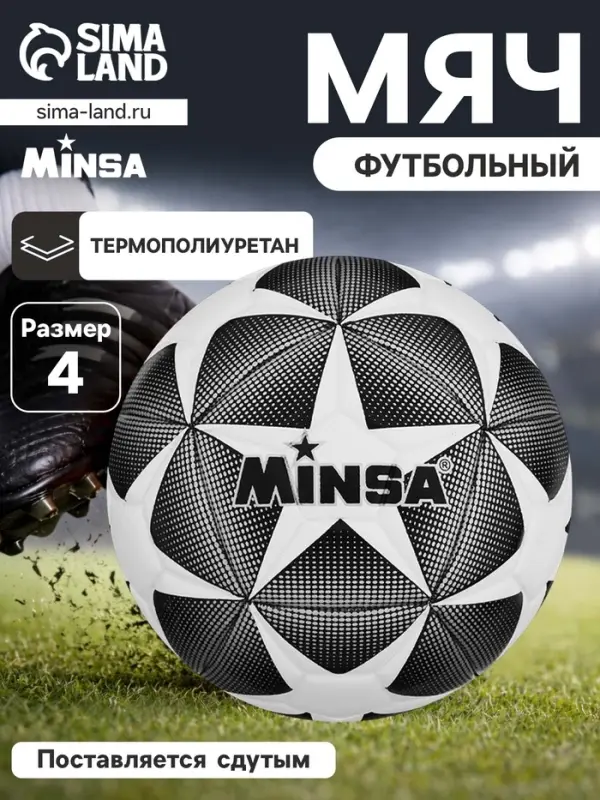 Футбольный мяч MINSA, машинная сшивка, 12 панелей, р. 4, TPE