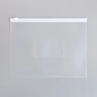 Папка-конверт на ZIP-молнии A5, 150 мкм, Calligrata, карман для визитки, прозрачная, белая молния