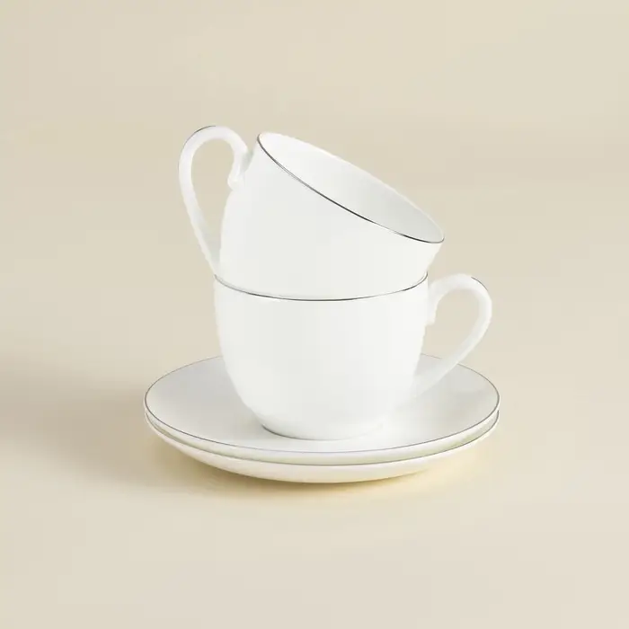 Чайные пары SL Home &laquo;Каскарон&raquo;, 240 мл, набор 2 шт., костяной фарфор, белые