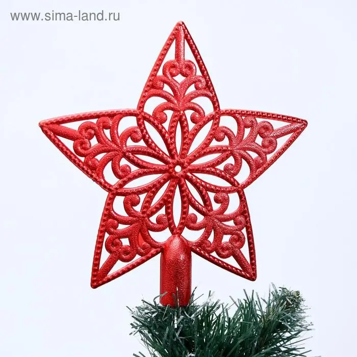 Звезда на ёлку (верхушка), ажурная, 15×15 см, красный Звезда на ёлку (верхушка), ажурная, 15×15 см, красный