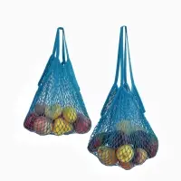 Набор 2 шт.: сумка-авоська плетёная, клетка 1.5 см, синяя