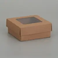 Коробка складная, крышка-дно,с окном, крафт, 12 х 12 х 5 см