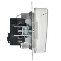 BRITE Розетка 1-местная с заземлением с защитными шторками и крышкой 16А IP44 РСбш10-3-44-БрАБ арктический белый IEK