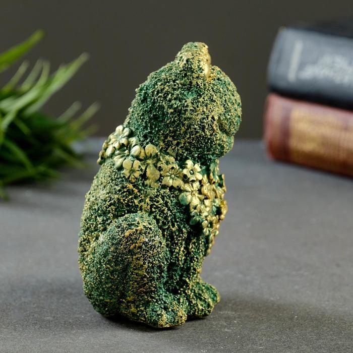 Фигура Фигура "Лягушка из цветов" зеленая с позолотой, 12х9х8см,