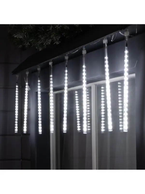 Гирлянда &laquo;Сосульки&raquo; 2.5&times;0.3 м, IP65, прозрачная нить, 192 LED, свечение белое с эффектом стекания, 12 В