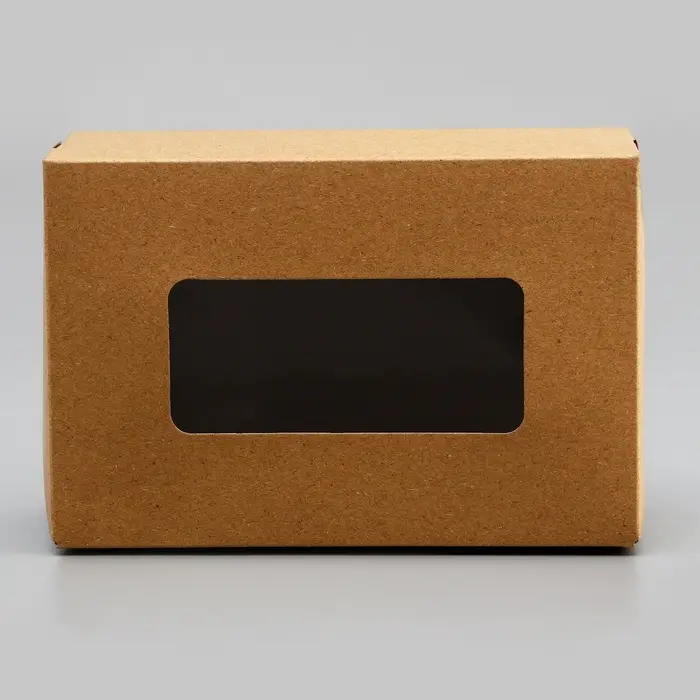 Коробка складная, с окном, крафт, 15&times;10&times;7 см