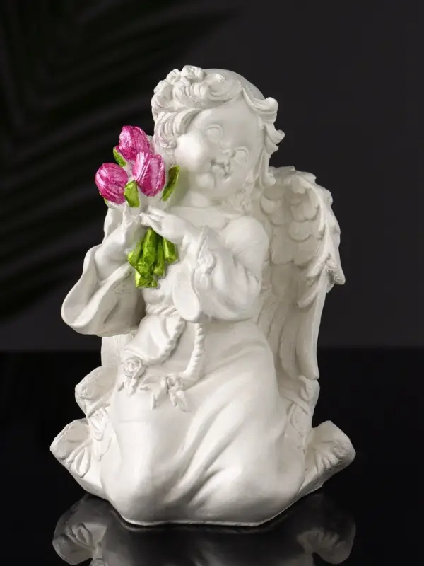 Фигурка гипс &laquo;Ангел с букетиком&raquo;, 15&times;8&times;9 см, перламутр
