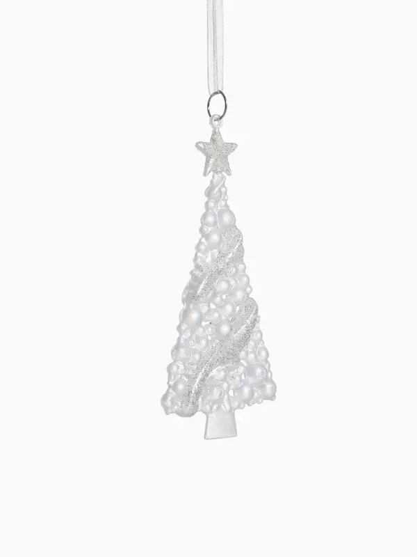 Ёлочная игрушка &laquo;Зимнее волшебство. Ёлка нарядная блестящая&raquo;, 7&times;14 см, белый