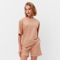 Костюм женский (футболка, шорты) MINAKU: Casual collection цвет песочный, размер 42