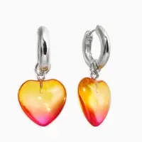 Серьги со съёмным элементом "Сердце", цвет жёлто-розовый в серебре
