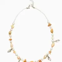 Чокер "Морской мир" из ракушек, цвет белый в серебре