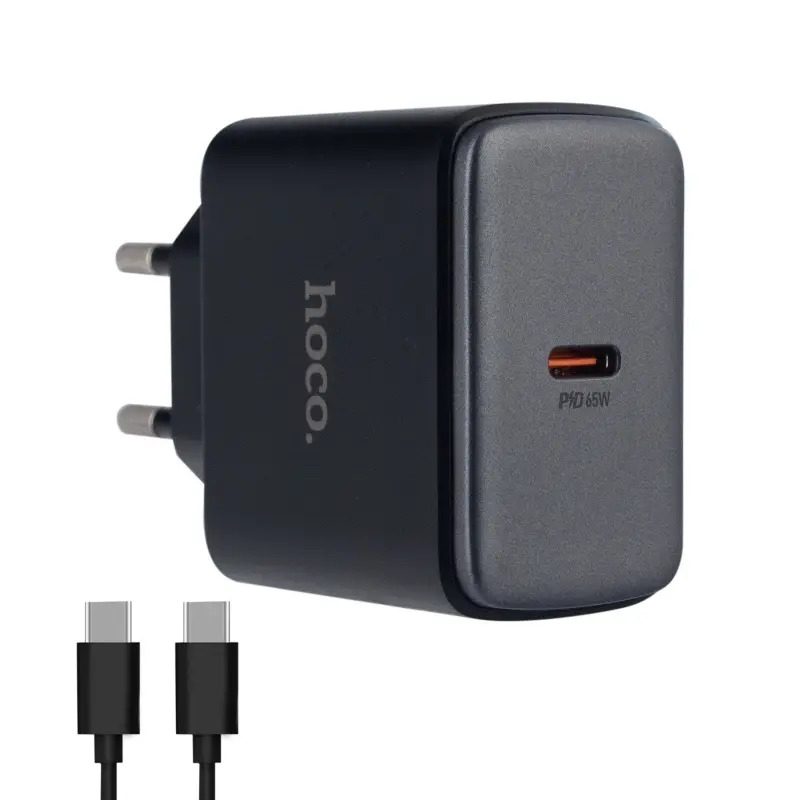 Сетевое зарядное устройство с кабелем Type-C на Type-C PD65W C159A HOCO черное