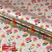 Бумага упаковочная глянцевая с фольгированием &laquo;Цветочки&raquo;, 70&times;100 см
