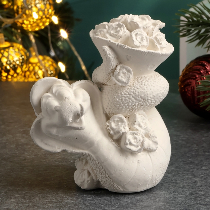 Новый год. Символ 2025. Фигура для раскраски  Новый год. Символ 2025. Фигура для раскраски "Змея с цветами", 7х7х5см