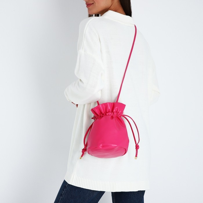 Сумка-кисет на затяжке, цвет фуксия Сумка-кисет на затяжке, цвет фуксия