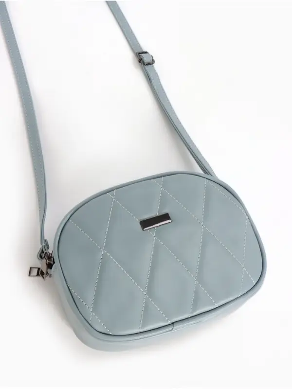 Сумка женская кросс-боди на молнии, 19&times;7&times;15 см, со стёжкой, серо-синяя