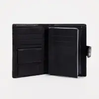Портмоне мужское на кнопке, 3 в 1, для автодокументов и паспорта, 2 отдела, для карт, для монет, цвет чёрный/кофе Портмоне мужское на кнопке, 3 в 1, для автодокументов и паспорта, 2 отдела, для карт, для монет, цвет чёрный/кофе
