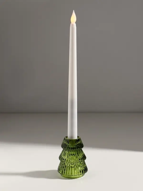 Подсвечник стекло  Подсвечник стекло "Ёлочка гофре" зелёный d=2,2 см 6,3х6,3х8 см