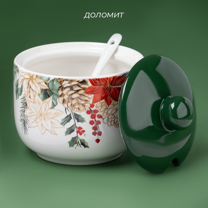 Сахарница новогодняя Доляна «Рождественский вечер», 550 мл, керамика, цвет белый Сахарница новогодняя Доляна «Рождественский вечер», 550 мл, керамика, цвет белый