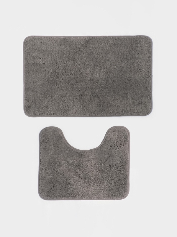 Набор ковриков для ванной Набор ковриков для ванной "Анси" из микрофибры Доляна 40х50 и 50х80 см, серый