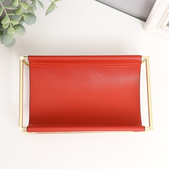 Подставка для мелочей металл, кожзам Подставка для мелочей металл, кожзам "Сканди" кирпичная 21х12х5 см