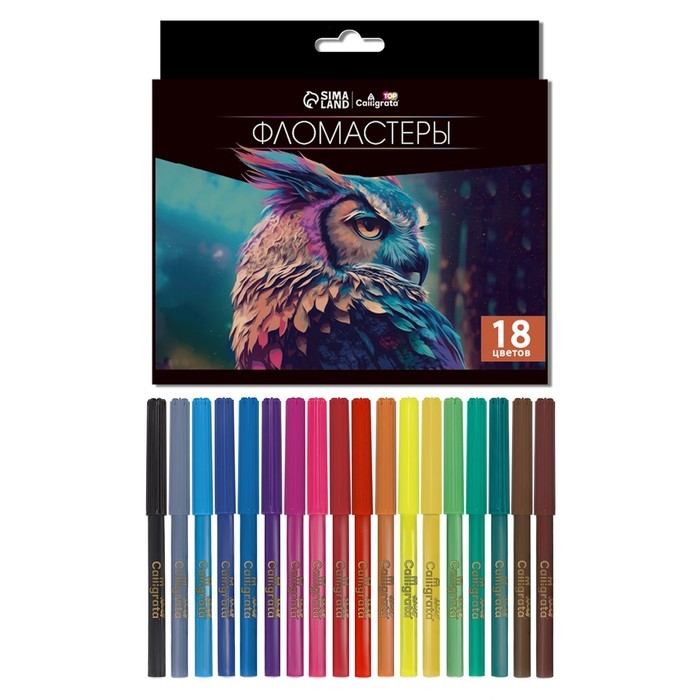 Фломастеры 18 цветов, TOP Calligrata, в картонной коробке Фломастеры 18 цветов, TOP Calligrata, в картонной коробке