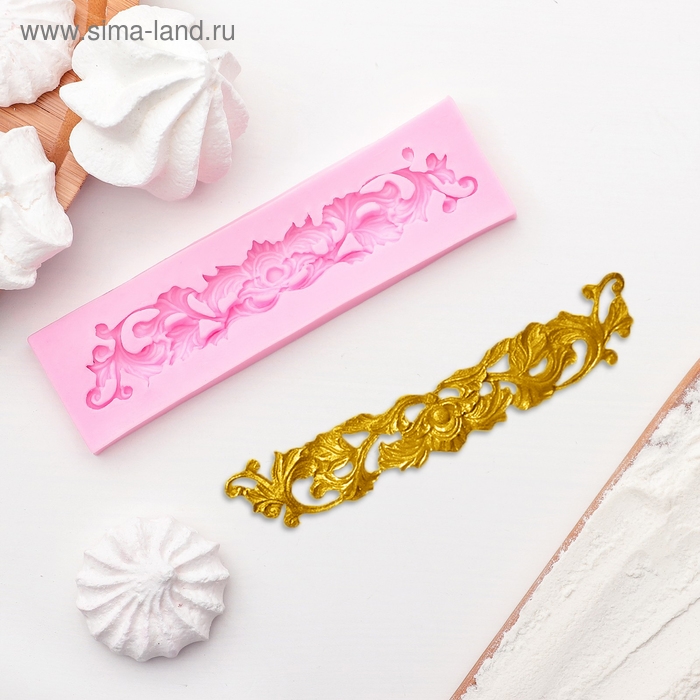 Молд Доляна «Лепнина», силикон, 13,5×3,5 см, цвет розовый Молд Доляна «Лепнина», силикон, 13,5×3,5 см, цвет розовый