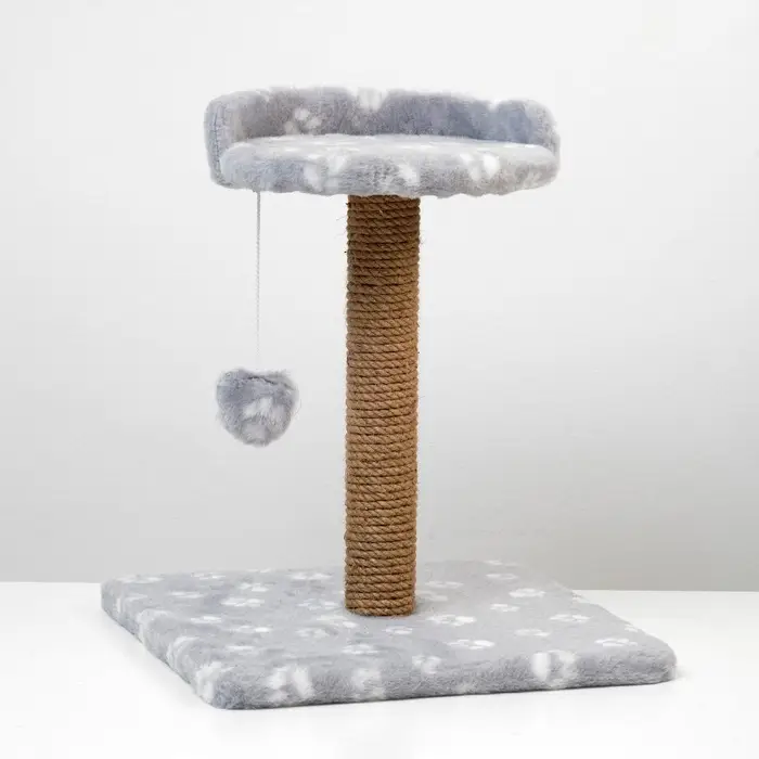 Когтеточка малая &laquo;Арена&raquo;, 36&times;36&times;50 см, с игрушкой, джут, серая
