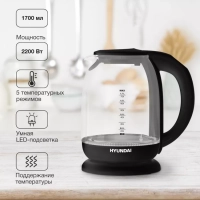 Чайник HYK-S3809 1.7л. 2200Вт черный