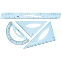 Набор чертежный Deli EH13 большой:лин 30см,угольн 19и13см,трансп 12см,голуб
