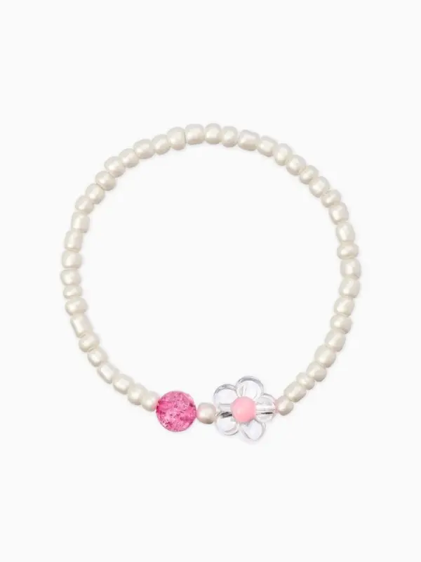 Набор детский &laquo;Выбражулька&raquo; 2 предмета: бусы, браслет, цветы, жемчуг, цвет бело-розовый