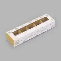 Коробка под 5 конфет &laquo;Золотые снежинки&raquo;, с обечайкой, с окном, 21&times;5&times;3.3 см